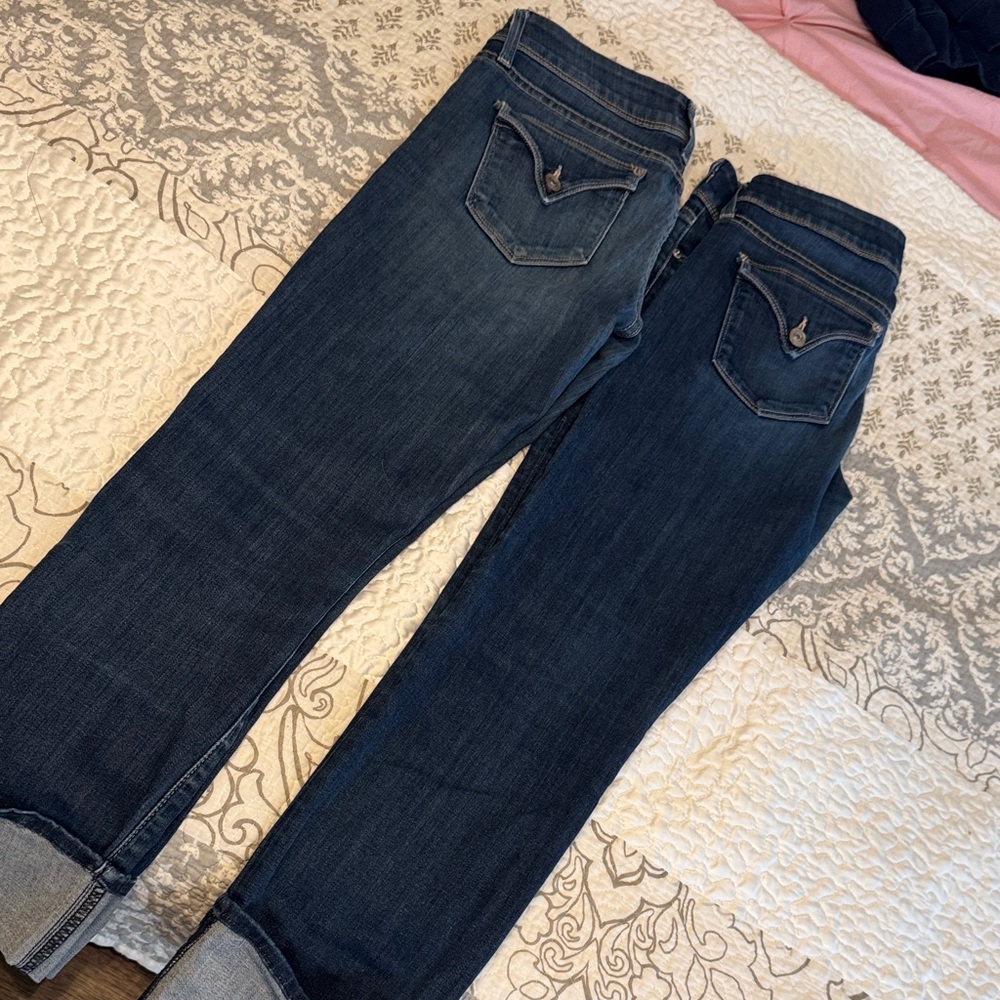 Hudson Jeans Dark and Light Blue Straight Leg Denim